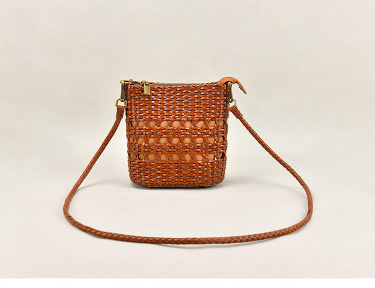 Special Design Woven Leather Bags for Women 8088-Handbags, Wallets & Cases-Brown-Free Shipping Leatheretro