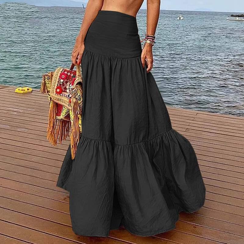 Plus Sizes High Waist Beach Skirts-Women Bottoms-Black-S-Free Shipping Leatheretro