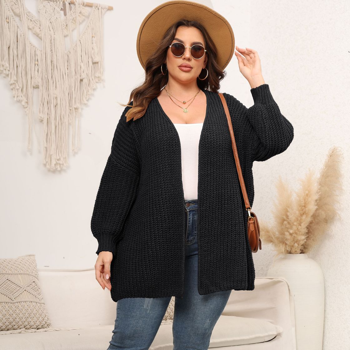 Fashion Plus Sizes Knitted Sweaters for Women-Shirts & Tops-Black-1XL-Free Shipping Leatheretro