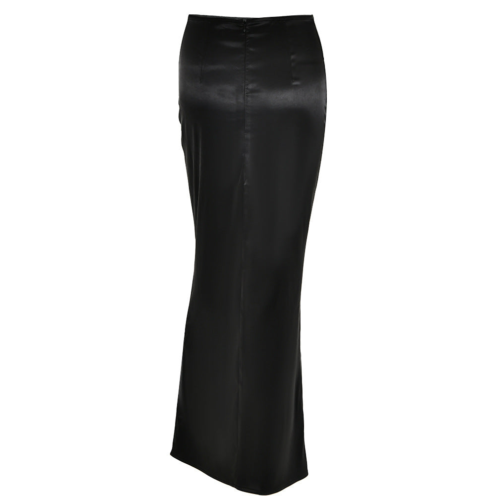Sexy Women Satin Bodycon Summer Long Skirts-Skirts-Black-S-Free Shipping Leatheretro