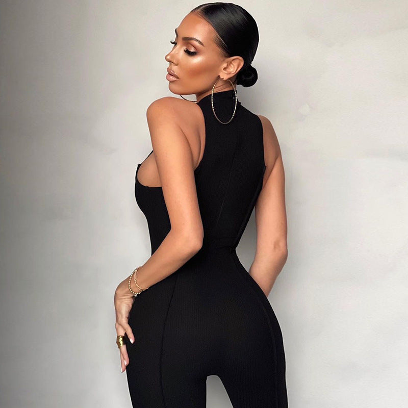 Sexy Sleeveless Women Jumpsuits-Suits-Black-S-Free Shipping Leatheretro