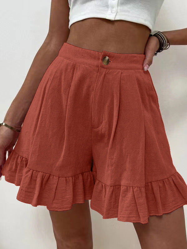 Casual High Waist Summer Short Pants for Women-Shorts-Brick Red-S-Free Shipping Leatheretro