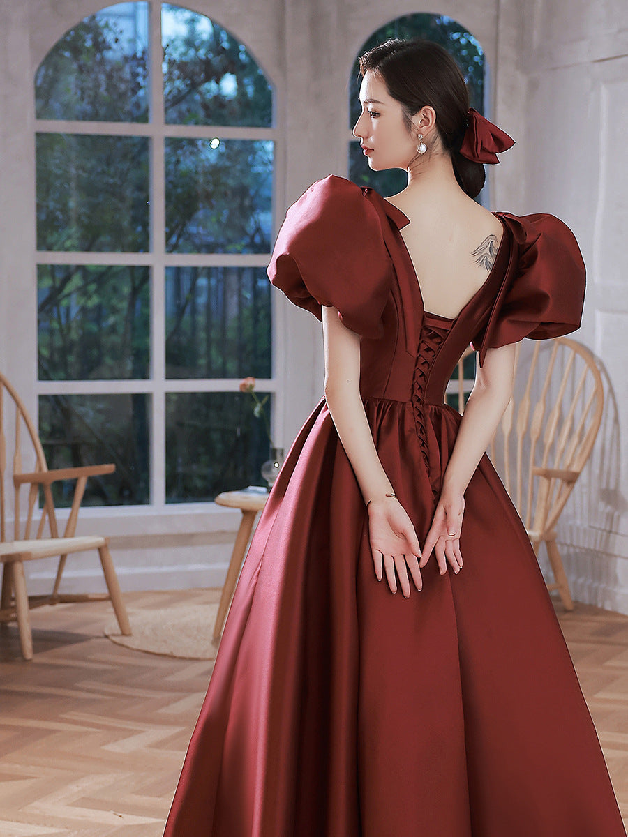 Elegant Wine Red Ball Gown Dresses-Dresses-Wine Red-S-Free Shipping Leatheretro