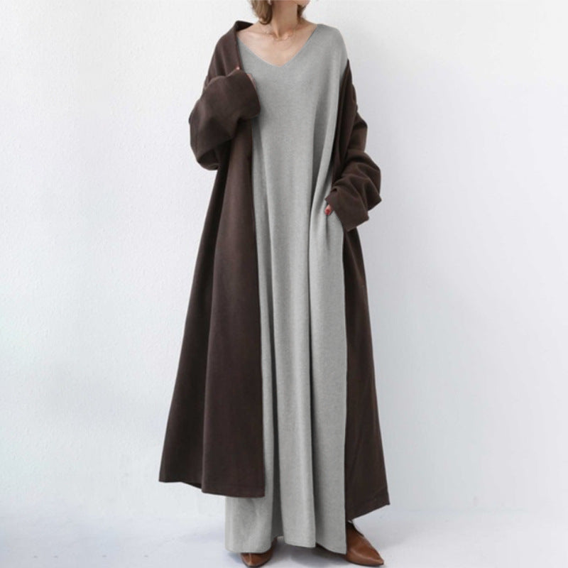 Casual Women Long Cozy Dresses-Dresses-Gray-S-Free Shipping Leatheretro