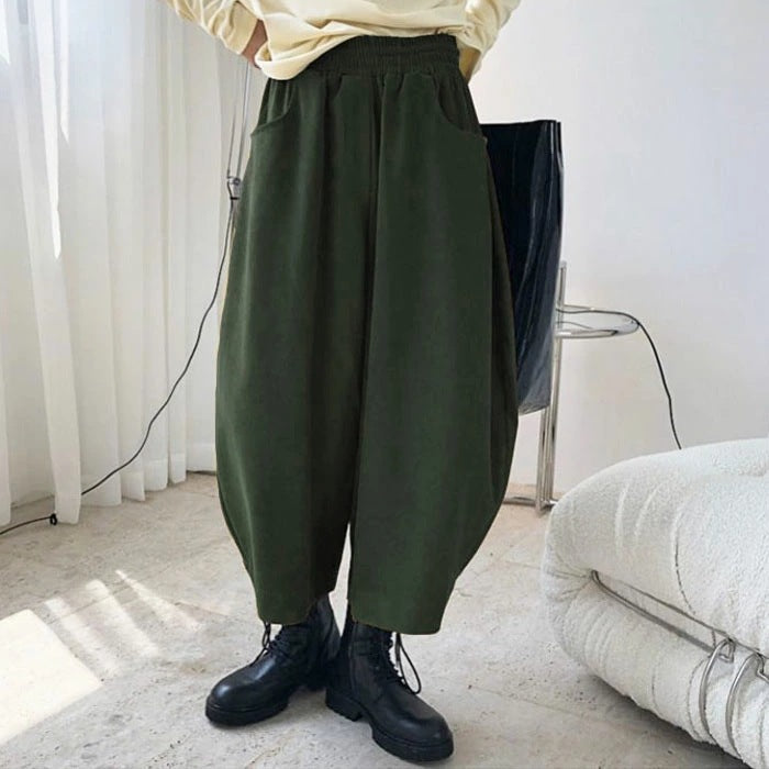 Vintage Plus Sizes Wide Legs Harem Pants-pants-Green-One Size 45-80 kg-Free Shipping Leatheretro