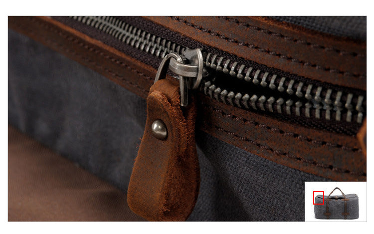 Leisure Waxed Leather Canvas Large Storage Traveling Duffle Bag 2023-Leather Canvas Bag-Khaki-Free Shipping Leatheretro