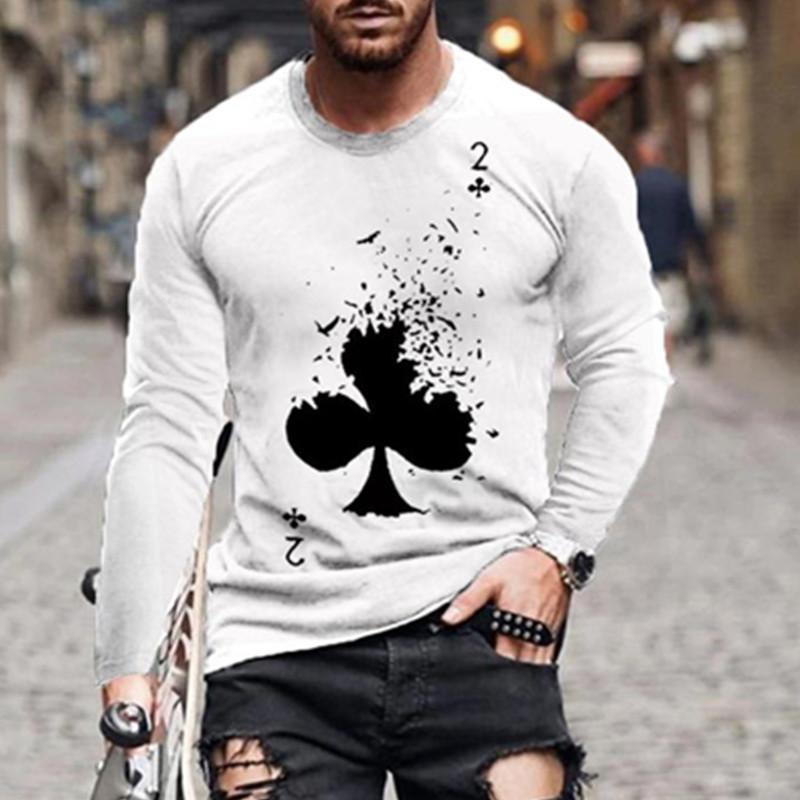 Casual Men Poke Design Long Sleeves T Shirts-Men's T Shirts-1-S-Free Shipping Leatheretro