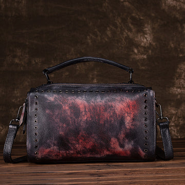 Vintage Large Storage Handmade Leather Handbags 2011-Leather Handbags for Women-Red-Free Shipping Leatheretro