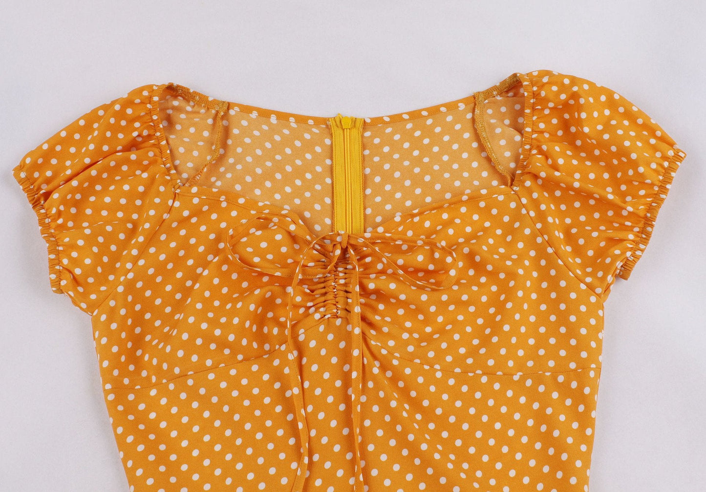 Women Short Sleeves Dot Print Vintage Dresses-Vintage Dresses-Pink-S-Free Shipping Leatheretro