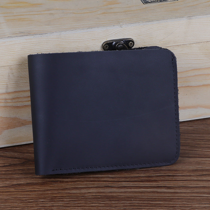Simple Design Short Leather Wallet 3031-Leather Wallets-Black-Free Shipping Leatheretro