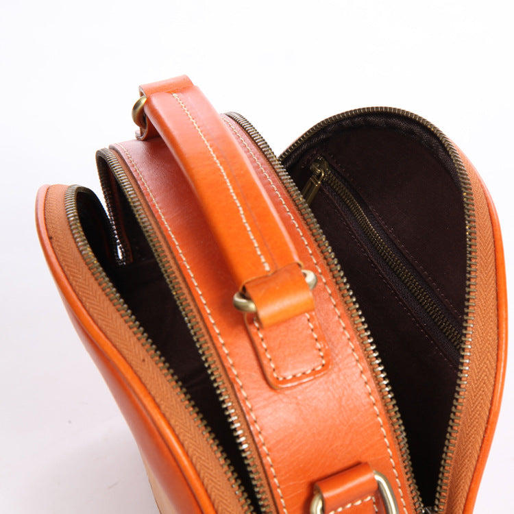 Cute Cat Design Handmade Vege Tanned Leather Bag for Women-Handbags-Wine Red-Free Shipping Leatheretro