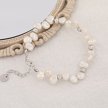 Fashion Baroque Pearl Sterling Sliver Bracelets for Women-Bracelets-White-Free Shipping Leatheretro