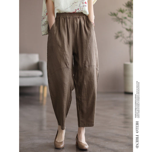 Casual Linen Candy Colors Women Harem Pants-Pants-Khaki-One Size-Free Shipping Leatheretro