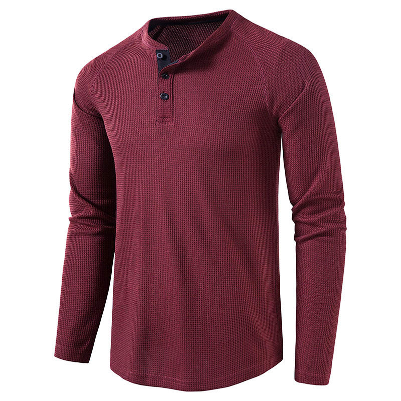 Fall Long Sleeves T Shirts for Men-Shirts & Tops-Wine Red-S-Free Shipping Leatheretro