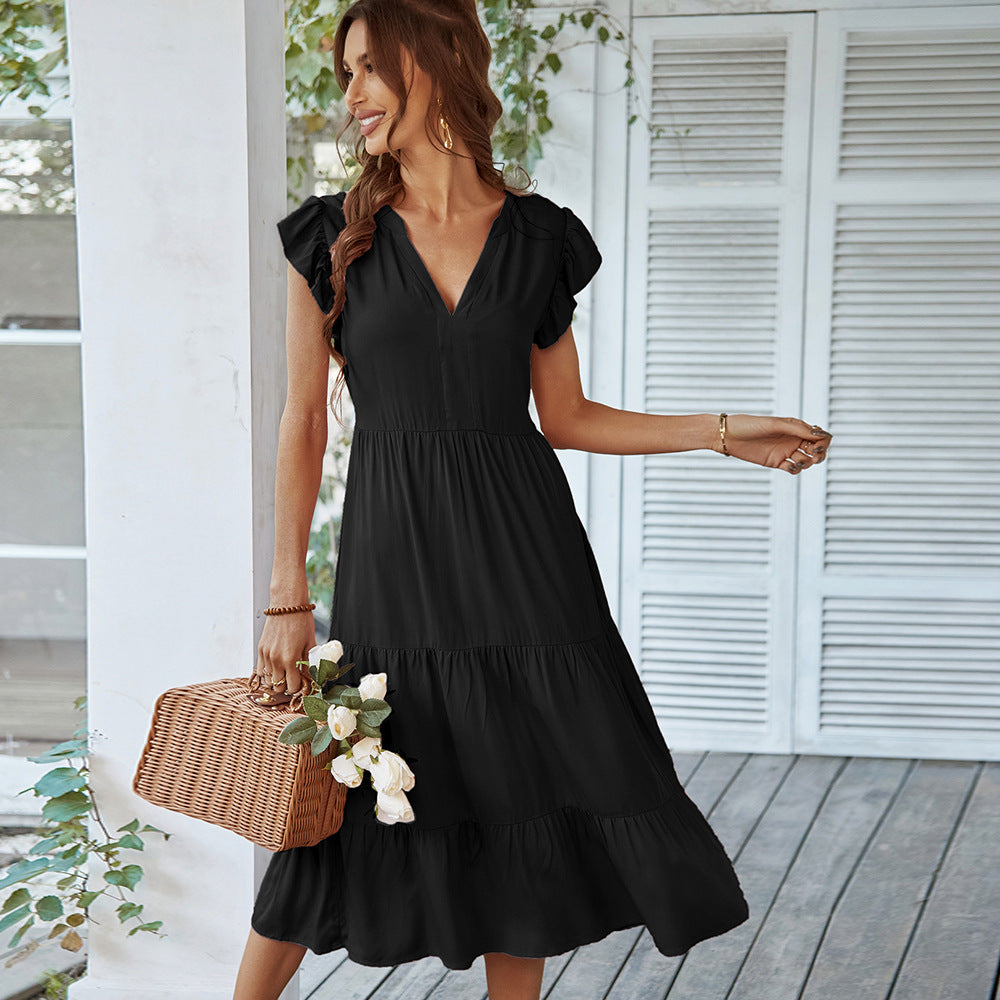 Casual Summer A Line Summer Holiday Daily Dresses-Dresses-Black-S-Free Shipping Leatheretro