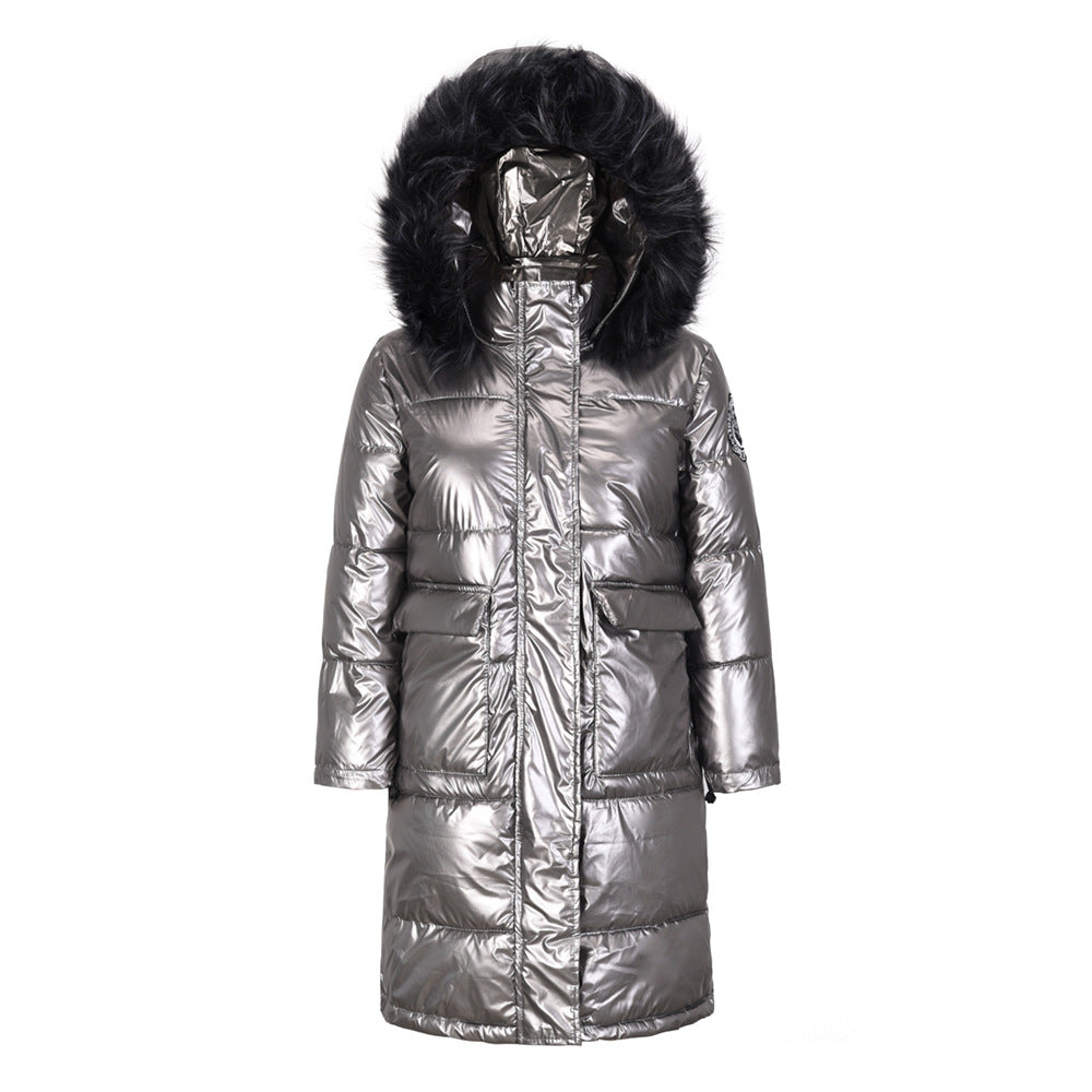 Fashion Winter Warm Long Overcoat for Women-Outerwear-Silver-S-Free Shipping Leatheretro