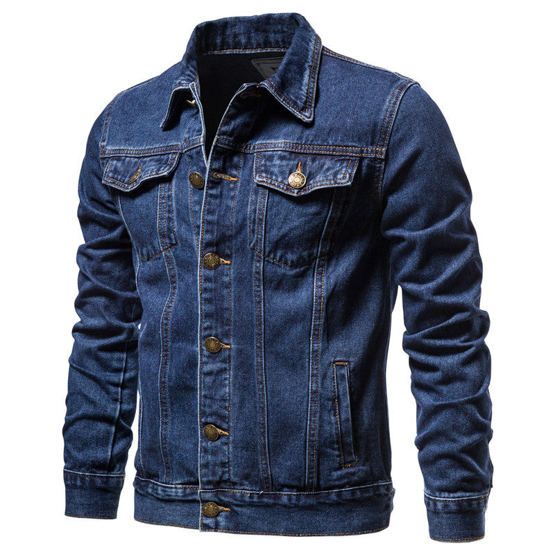 Casual Cotton Denim Cowboy Long Sleeves Denim Jackets-Coats & Jackets-Black-M-Free Shipping Leatheretro