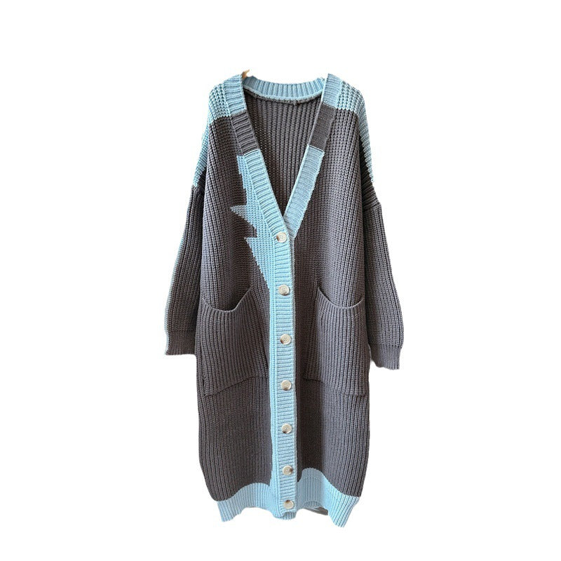 Casual Women Long Knitted Cardigan Sweaters-Coats & Jackets-Blue-One Size-Free Shipping Leatheretro