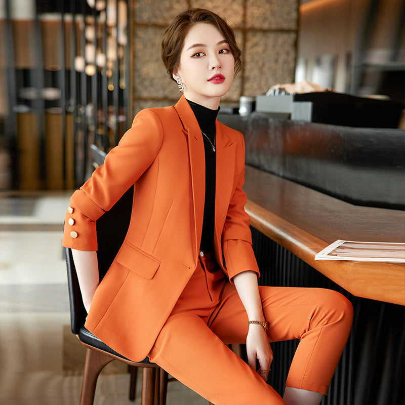 Luxury Fall Office Lady Suits-Suits-Orange-S-Free Shipping Leatheretro