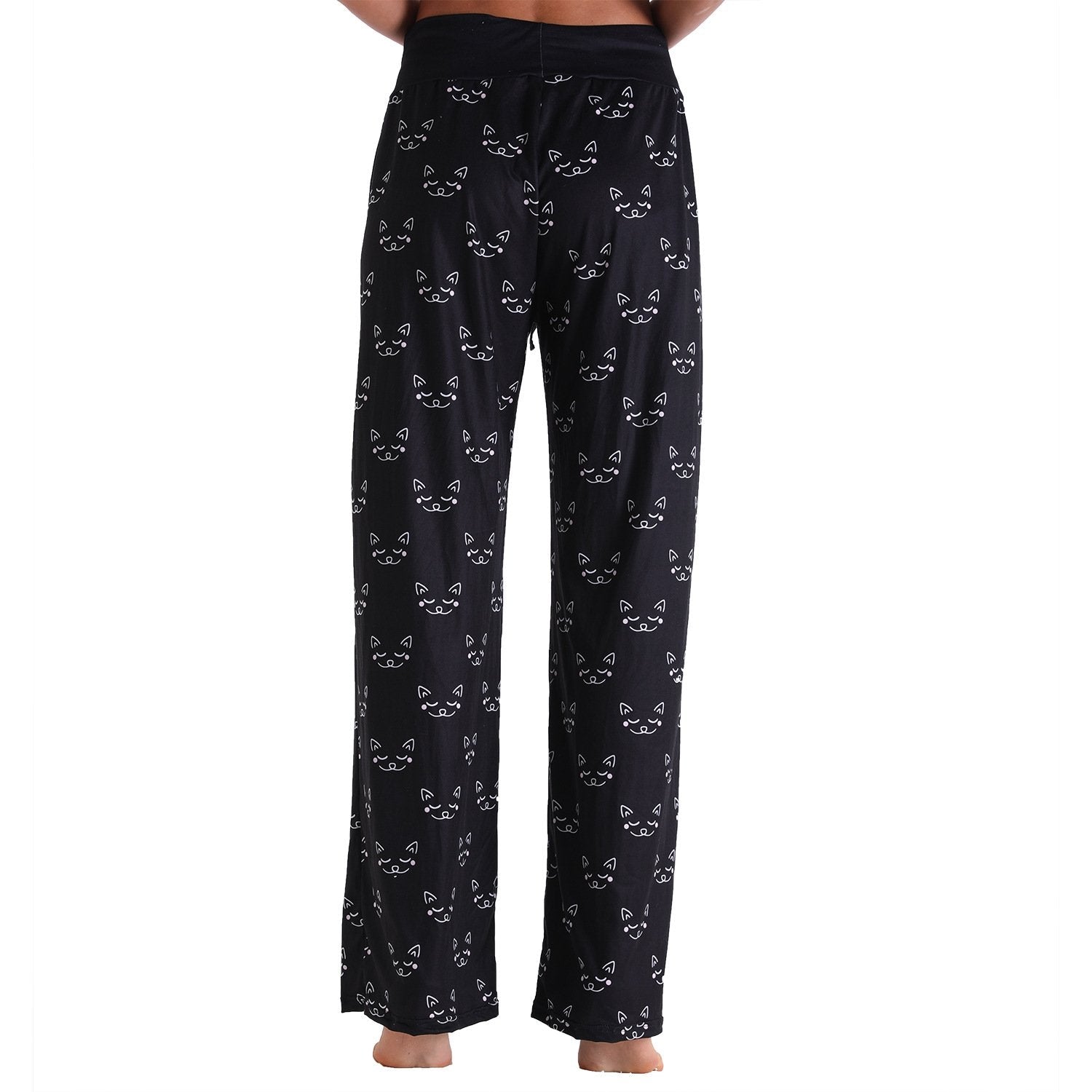 Casual Floral Print Women High Waist Trousers for Homewear-Pajamas-2011-S-Free Shipping Leatheretro