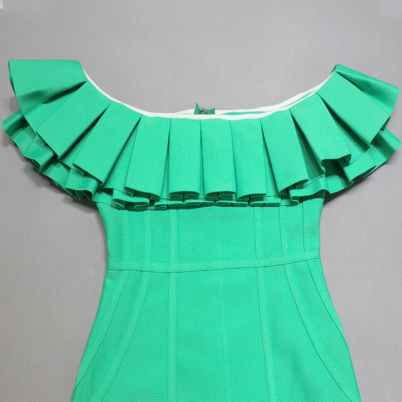 Elegant Green Off The Shoulder Sheath Party Dresses-Dresses-Green-S-Free Shipping Leatheretro