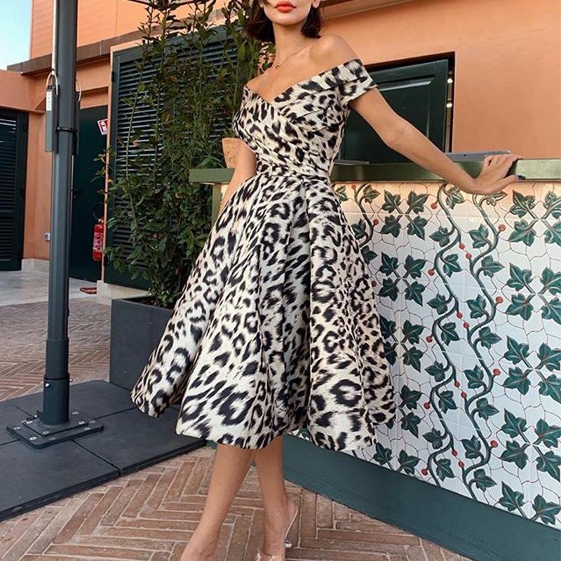Leopard Off The Shoulder Midi Dresses-Sexy Dresses-The same as picture-S-Free Shipping Leatheretro