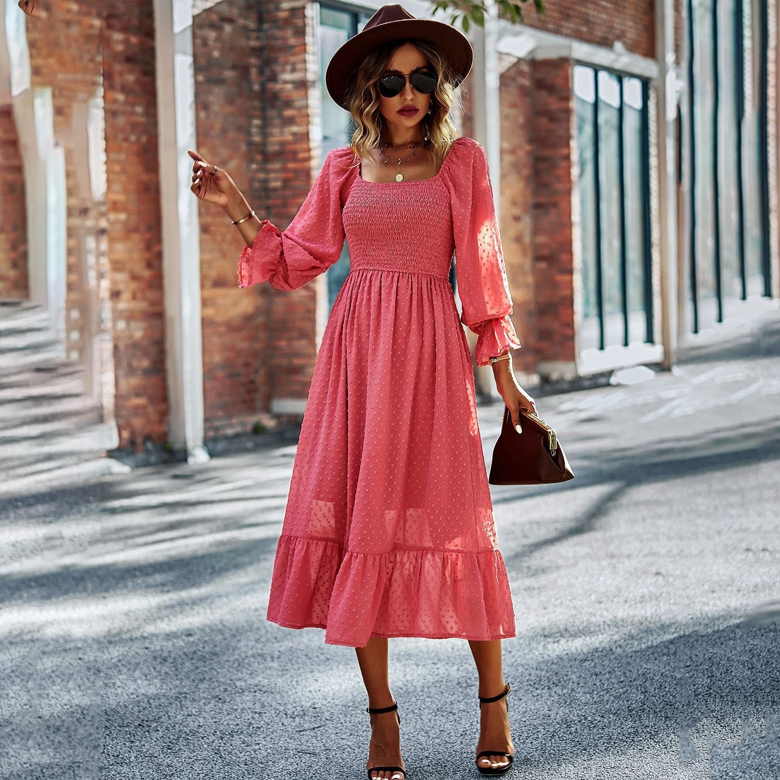 Casual Off The Shoulder Summer Daily Dresses-Dresses-Pink-S-Free Shipping Leatheretro
