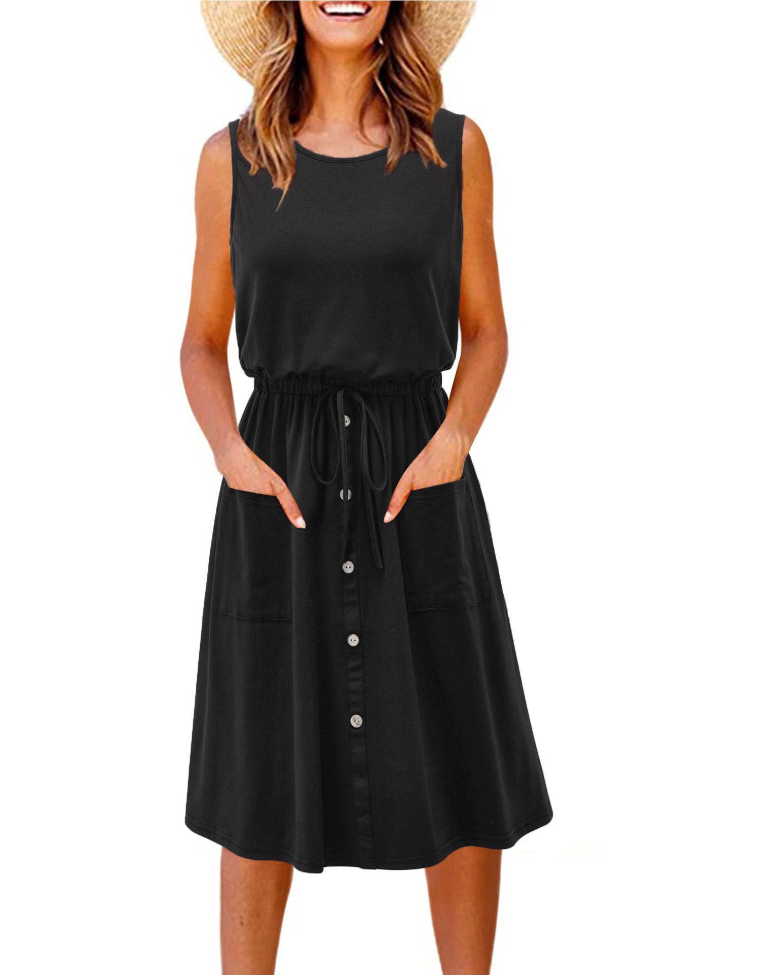 Casual Summer Sleeveless Vest Dresses-Dresses-Black-S-Free Shipping Leatheretro