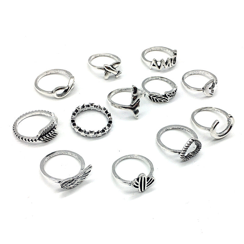 Vintage Boho Style Micro Inlays Ring Sets-Rings-The same as picture-Free Shipping Leatheretro