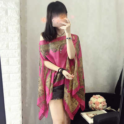 Summer Chiffon Women Cape Covers-Costume Capes-Rose Red-180cm-Free Shipping Leatheretro