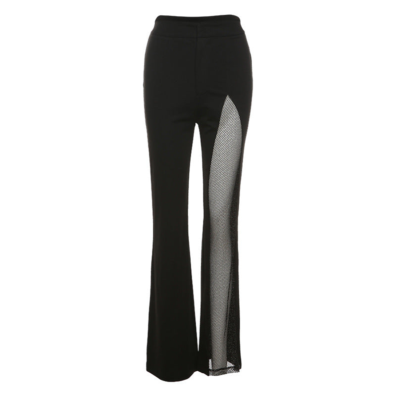 Fashion Gauze High Waist Casual Trumpet Pants-Pants-Black-S-Free Shipping Leatheretro
