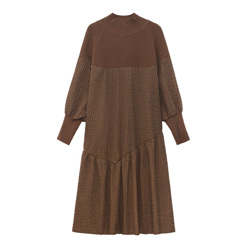 Classy Stand Collar Cozy Long A Line Dresses-Dresses-Coffee-One Size-Free Shipping Leatheretro