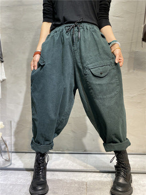 Casual Literary Fall Harem Long Pants-Pants-Green-One Size-Free Shipping Leatheretro