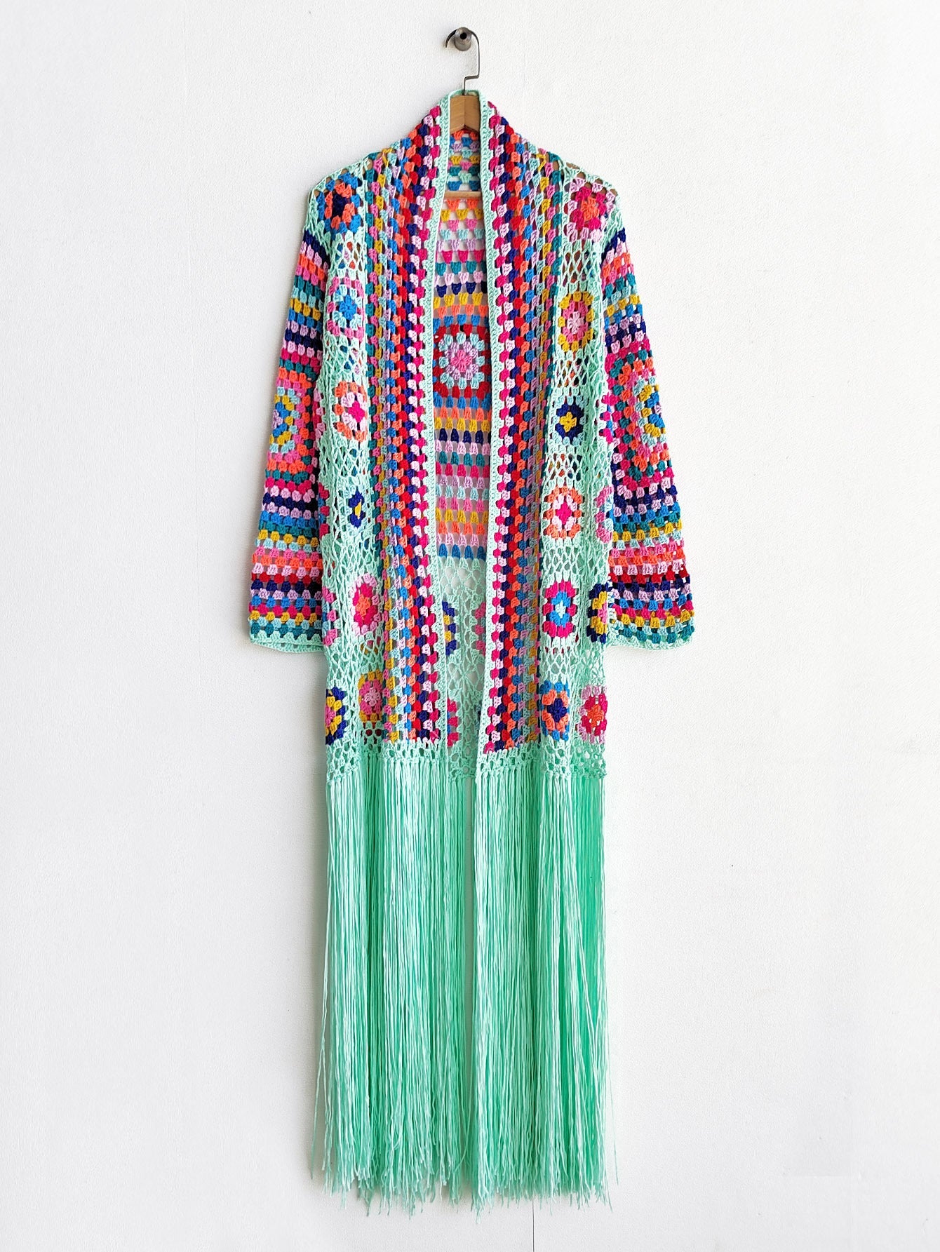 Colorful Crochet Irregular Tassels Coats for Women-Shirts & Tops-Light Green-S-Free Shipping Leatheretro