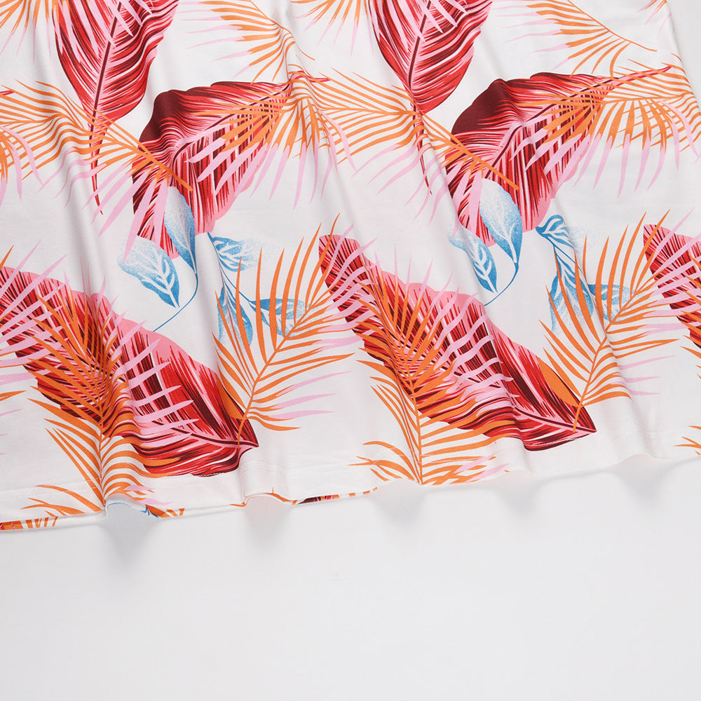 Summer Leaf Print Long Boho Dresses-Dresses-White-S-Free Shipping Leatheretro