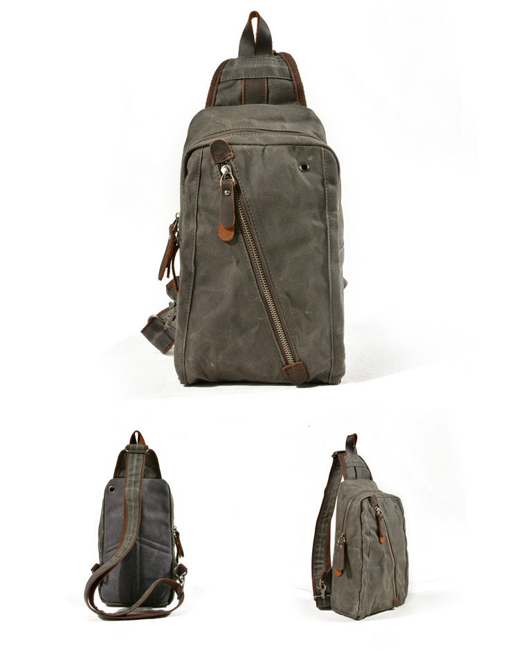 Leisure Mini Canvas Chest Bags for Men 6018-Handbags, Wallets & Cases-Khaki-Free Shipping Leatheretro