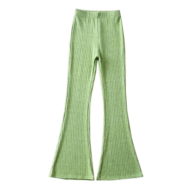 Sexy Designed Knitting Tops and High Waist Trumpet Pants-Suits-Green-S-Free Shipping Leatheretro