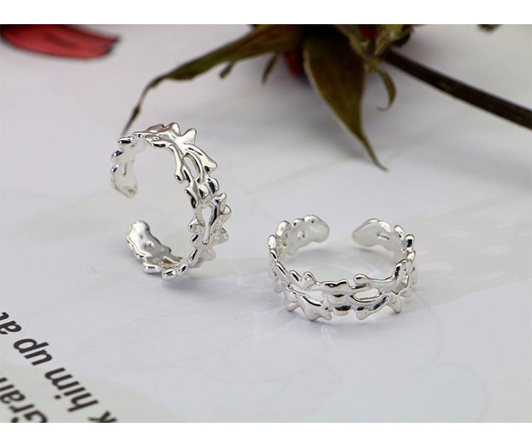 Luxury Irregular Open End Sterling Silver Rings-Rings-The same as picture-Open-end-Free Shipping Leatheretro