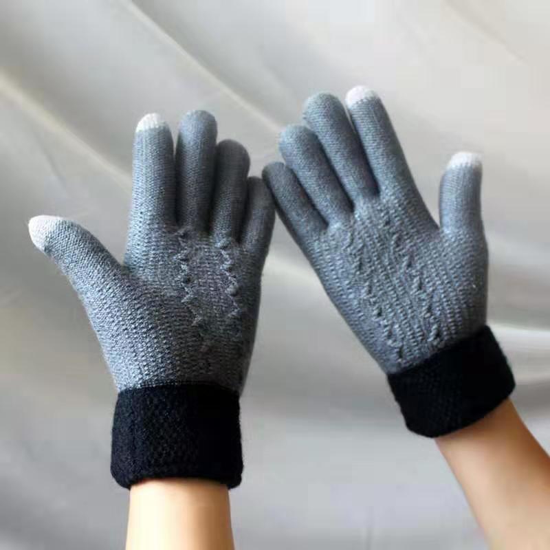 Winter Warm Velvet Knitted Gloves for Men and Women-Gloves & Mittens-Men-gray-Free Shipping Leatheretro