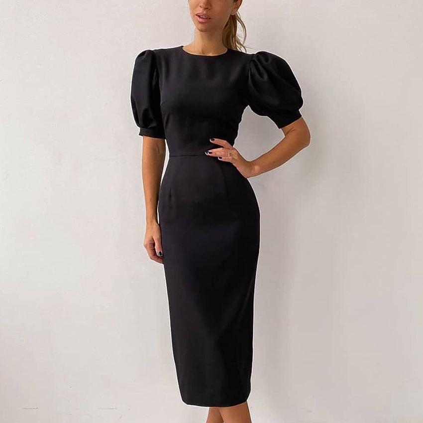 Elegant High Waist Sheath Dresses-Dresses-Black-S-Free Shipping Leatheretro