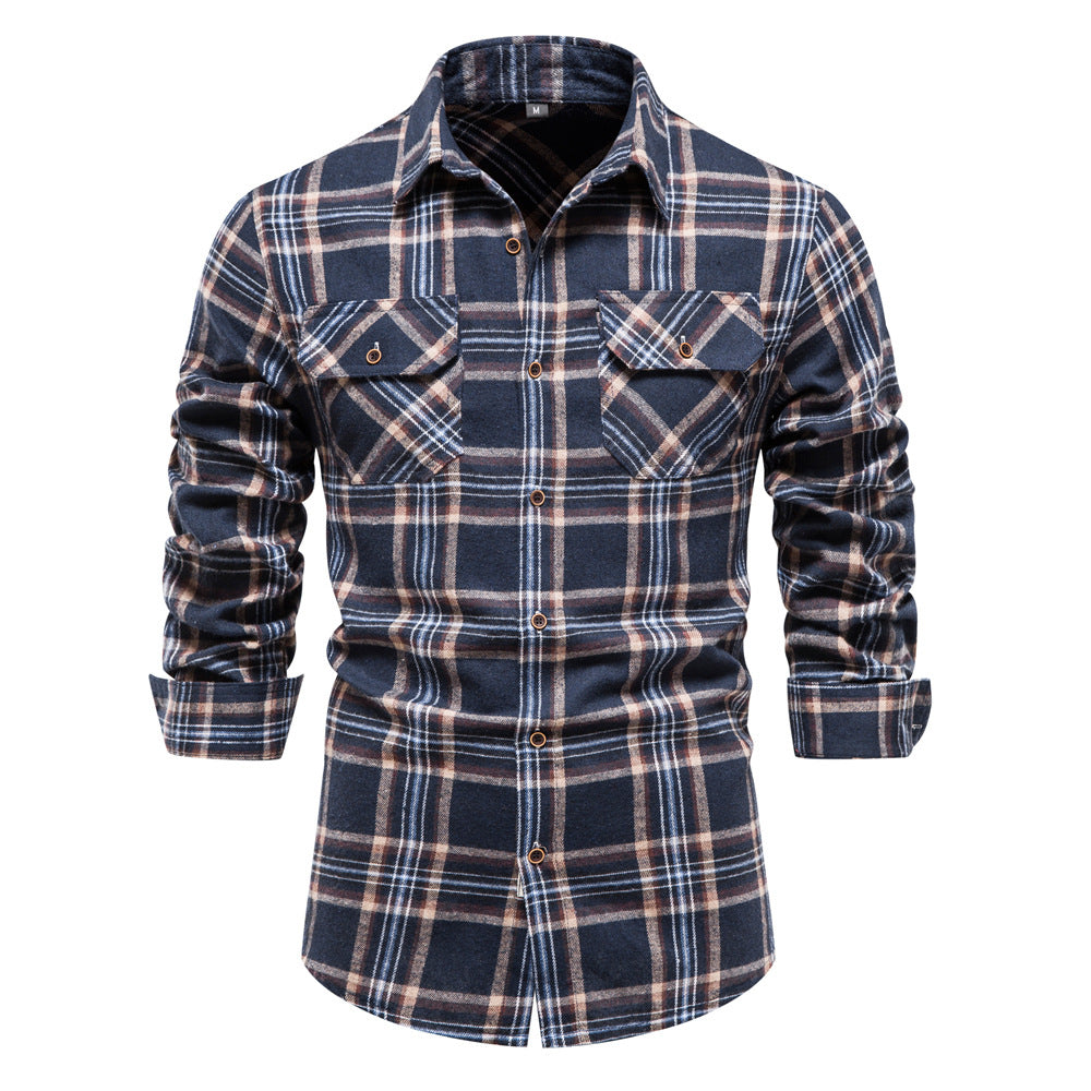 Fall Plaid Long Sleeves Shirts for Men-Shirts & Tops-C-S-Free Shipping Leatheretro