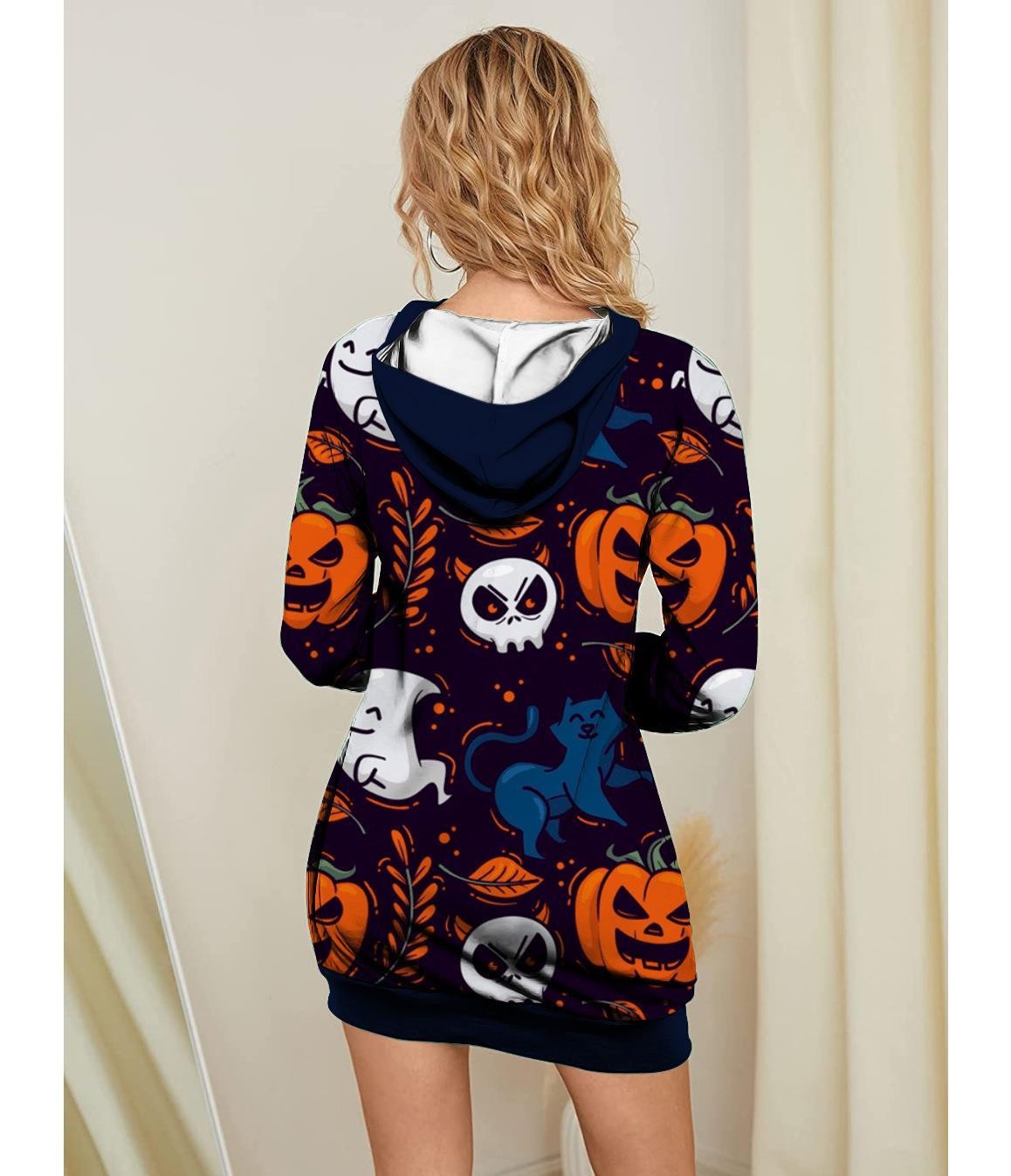 Halloween Pumpkin Design Pullover Hoodies for Women-Shirts & Tops-A-S-Free Shipping Leatheretro