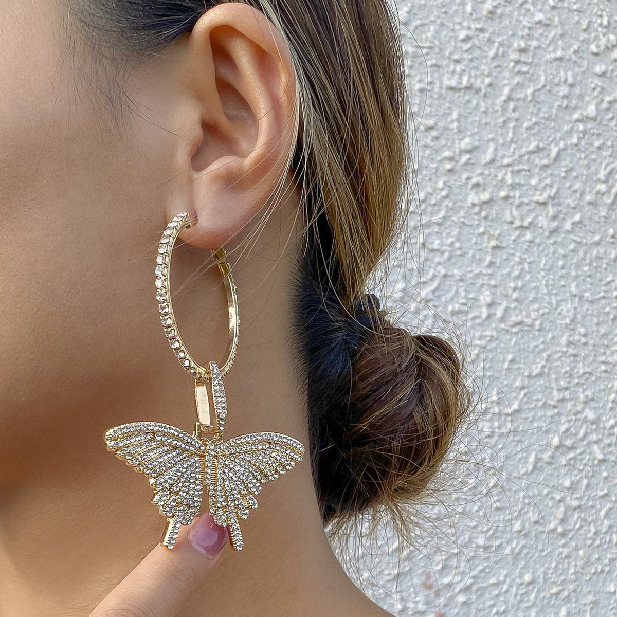 Fashion Butterfly Designed Hoop Earring for Women-Earrings-Golden-Free Shipping Leatheretro