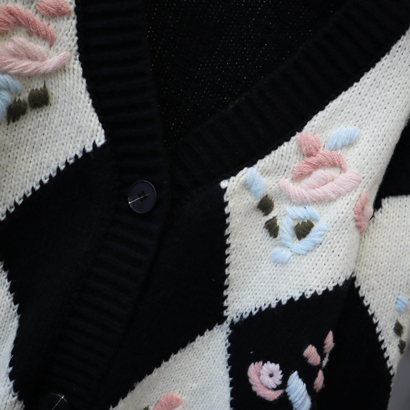 Vintage 3D Knitting Design Women Knitting Overcoats-Shirts & Tops-Black-One Size-Free Shipping Leatheretro