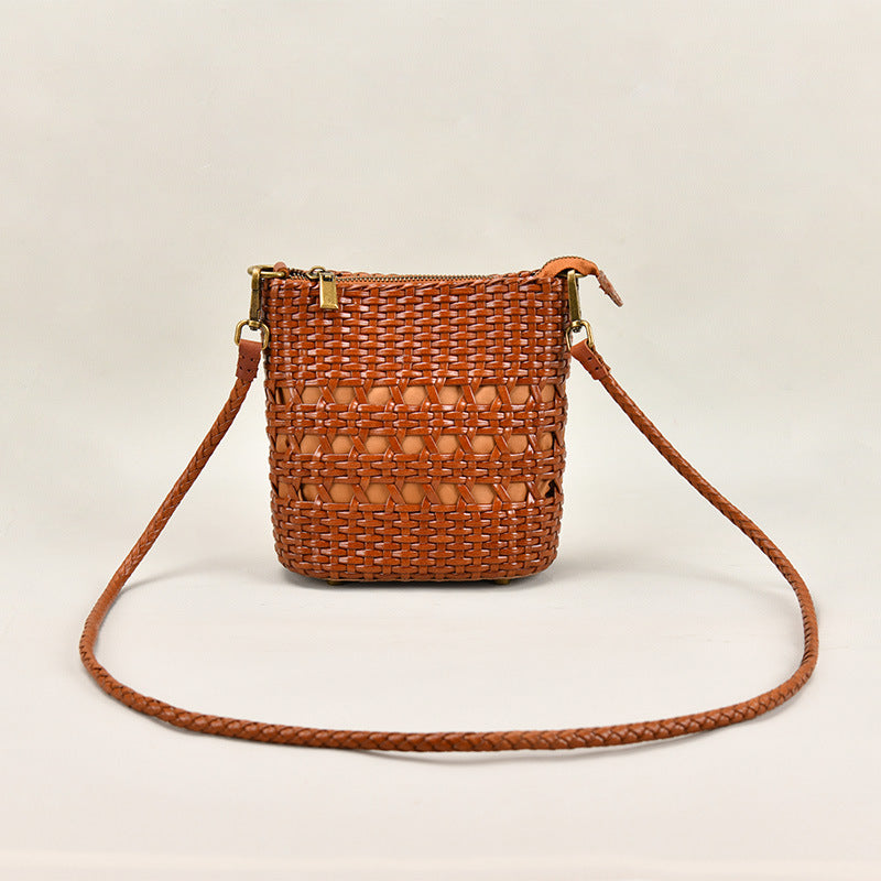 Special Design Woven Leather Bags for Women 8088-Handbags, Wallets & Cases-Brown-Free Shipping Leatheretro