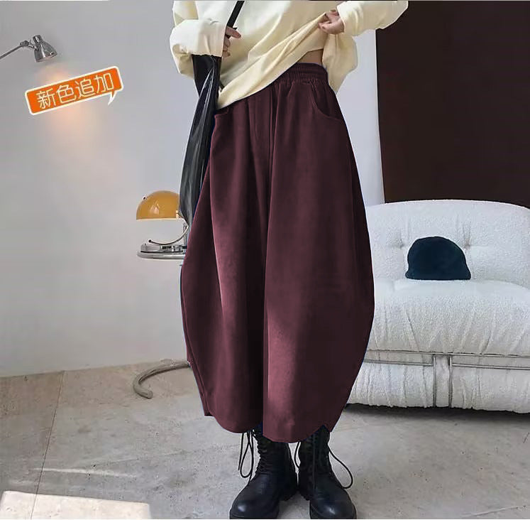 Vintage Plus Sizes Wide Legs Harem Pants-pants-Wine Red-One Size 45-80 kg-Free Shipping Leatheretro
