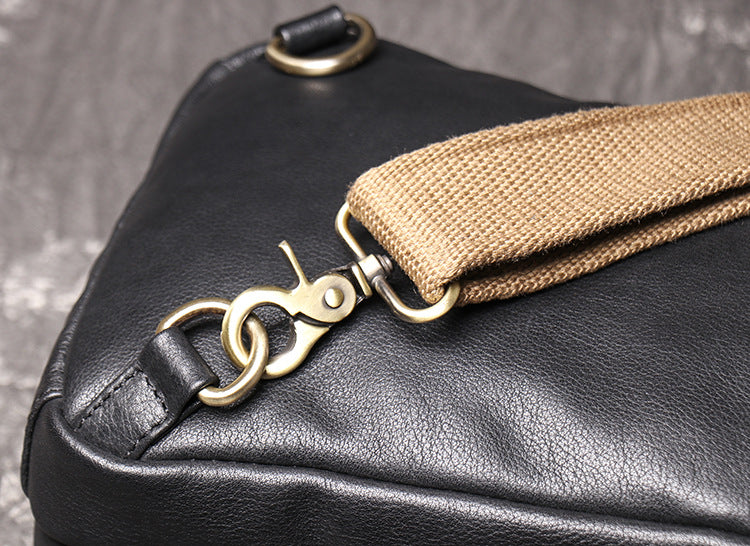 Vintage Black Large Crossbody Leather Chest Bags 9843-Handbags-Black-Free Shipping Leatheretro