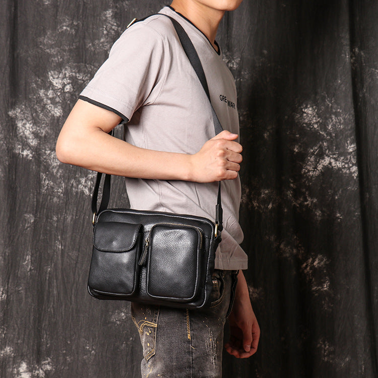 Calf Leather Bags for Men 108-Handbags, Wallets & Cases-Black-Free Shipping Leatheretro