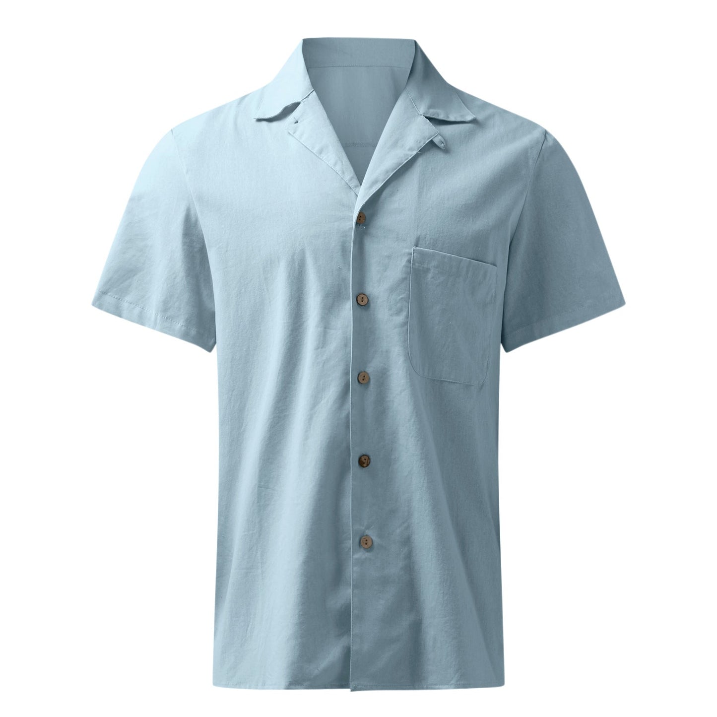 Casual Linen Short Sleeves Shirts for Men-Shirts & Tops-Light Blue-S-Free Shipping Leatheretro