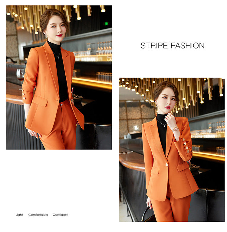 Luxury Fall Office Lady Suits-Suits-Orange-S-Free Shipping Leatheretro